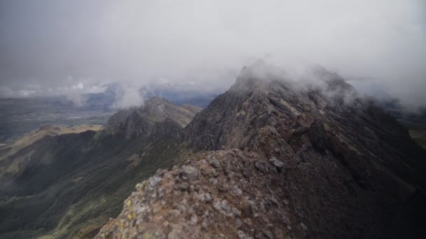 Landscape View Peak Ruminawi Volcano Ecuador Cloudy Day — Stockvideo