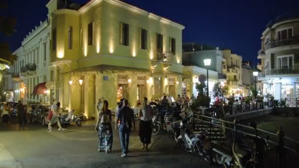 People Walking Plaka District Attica Region Athens Greece Night — Vídeo de Stock