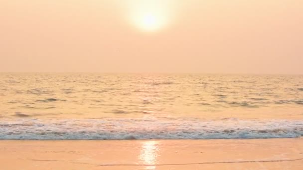 Beautiful Colors Sunset Waves Goa India Wide Shot — Αρχείο Βίντεο