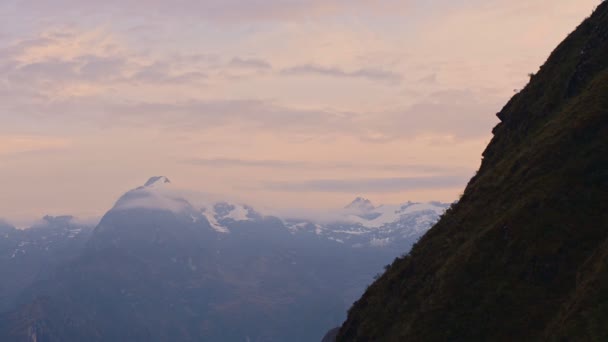Peruvian Mountains Landscape View Inca Trail Sunset — Vídeo de Stock