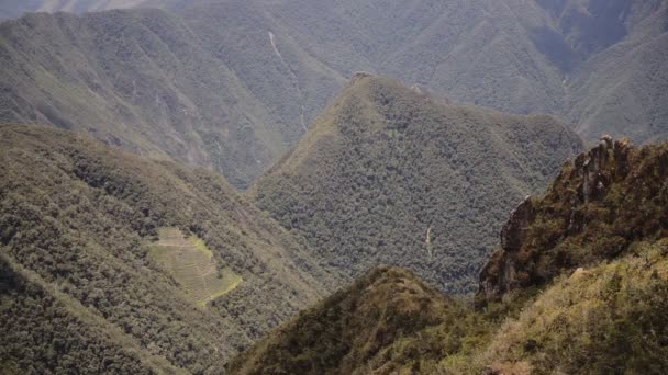 Peruvian Mountains Panorama Inca Trail Sunny Day — Stockvideo