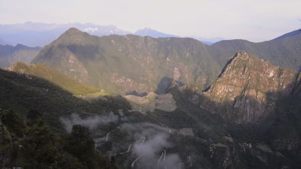 Machu Picchu Mountains Landscape View Sun Gate Peru — Stock video