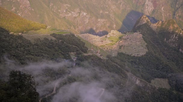 Landscape View Machu Picchu Sun Gate Peru Sunny Evening — Stockvideo