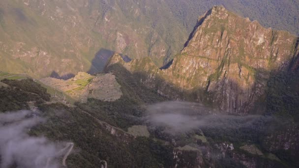 Geological Layout Andes Mountains Sun Gate Inca Trail Macchu Picchu — Stockvideo