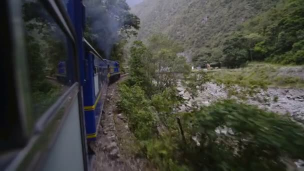 Mountain Forest View Train Window Cusco Machu Picchu Peru — Vídeo de Stock