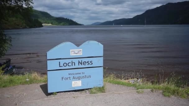 Guide Post Stands Front Loch Ness Village Fort Augustus Scotland — Wideo stockowe