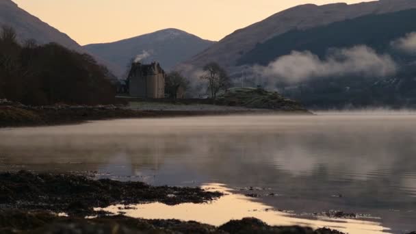 Dunderave Castle Waters Loch Fyne Terrain Arrochar Alps Argyll Bute — Stockvideo