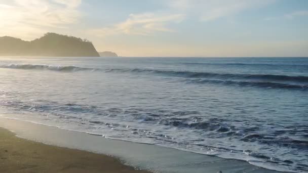 Ocean Waves Calmly Crashing Sandy Beach Playa Buena Vista Costa — Stock video