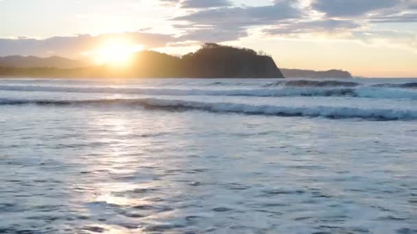 Ocean Waves Crashing Costa Rica Coastline Beach Playa Buena Vista — Stockvideo
