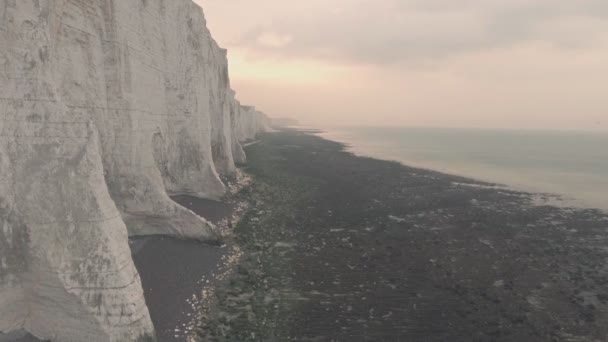 Seven Sisters Cliffs Famous British Enlgish Landscape Sunset South Downs — Stockvideo