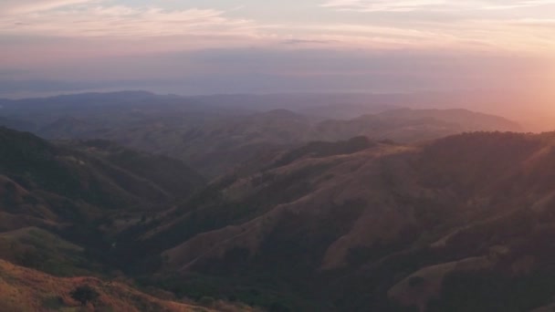 Rainforest Landscape Sunrise Monteverde Cloud Forest Costa Rica Aerial Drone — Vídeo de stock