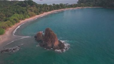 Espadilla South tropical Beach at Manuel Antonio National Park, Costa Rica. Aerial drone view