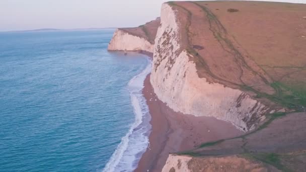 White Chalk Cliffs Durdle Door Sunrise Lulworth Cove Dorset England — Stock Video