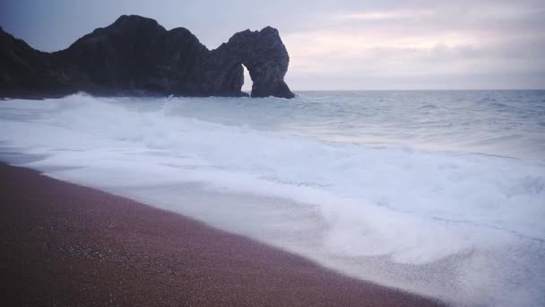 Scenic View Durdle Door Lulworth Cove Dorset England Sea Waves — Stock Video
