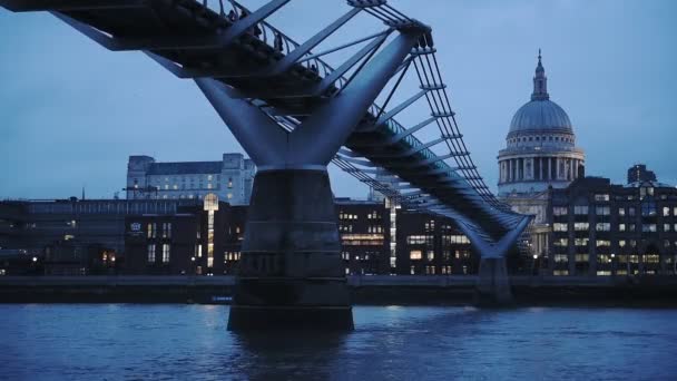 Famous London Millennium Footbridge River Thames London One End Close — 图库视频影像