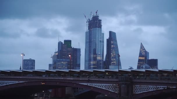 New High Rise Building Construction Leadenhall Area City London Modern — Vídeo de Stock