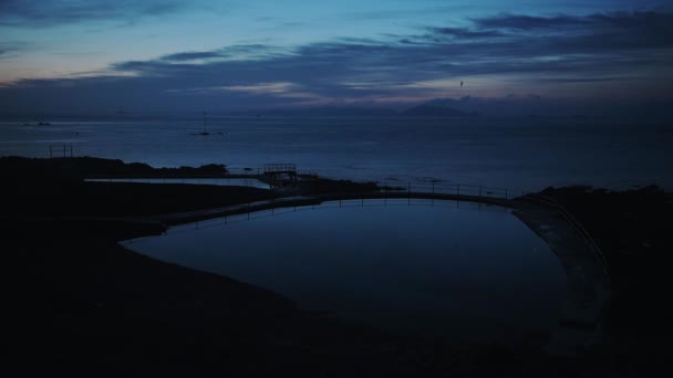 Seascape View Outdoor Swimming Pools Guernsey Coastline Dusk — 비디오