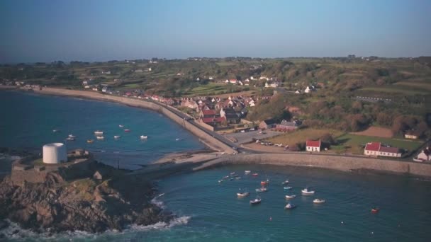 Aerial Drone View Fort Grey Guernsey Channel Islands — ストック動画