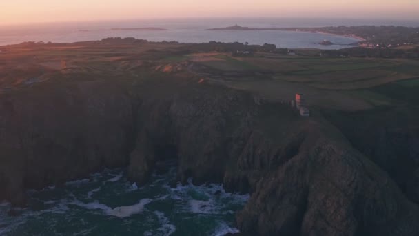 Guernsey German Observation Tower World War Two Sunset Channel Islands — стокове відео