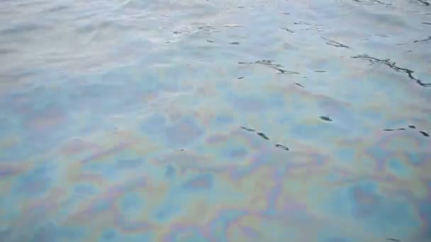 Closer Look Environmental Effect Oil Spill Sea Water Hong Kong — Vídeo de stock