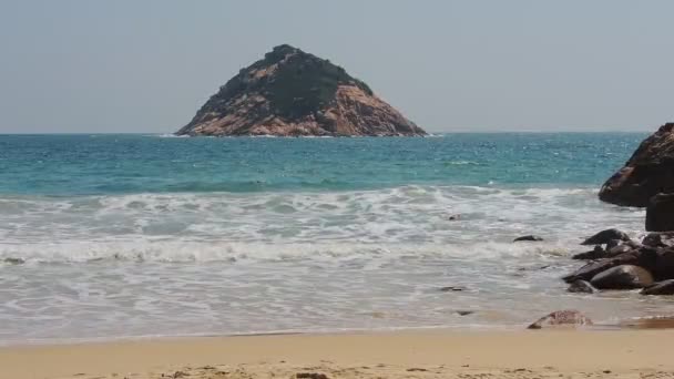 Beautiful White Sand Beach Hong Kong Bright Sunny Day Wide — Stok video