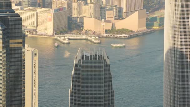 Sunny Day Victoria Harbour Seen High Rise Buildings Hong Kong — Vídeos de Stock