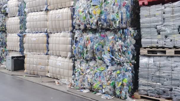 Plastic Garbage Stocked Orderly Organized Manner Found Hongkong Medium Shot — Stock video