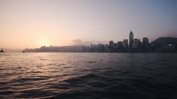 Traveling Beautiful Calm Waters Hong Kong Sunset Wide — Stockvideo