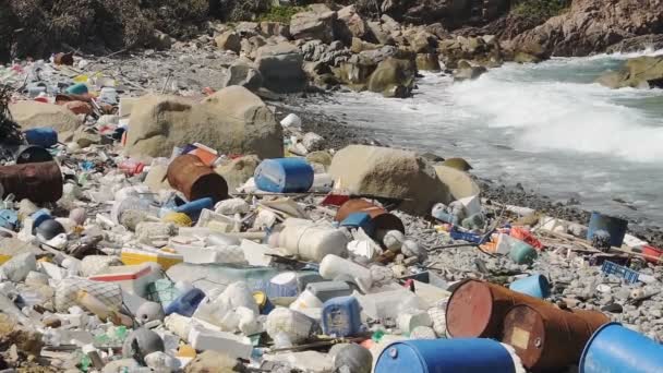 Climate Change Emergency Plastic Waste Destroys Ocean Environment Causes Environmental — Stock video