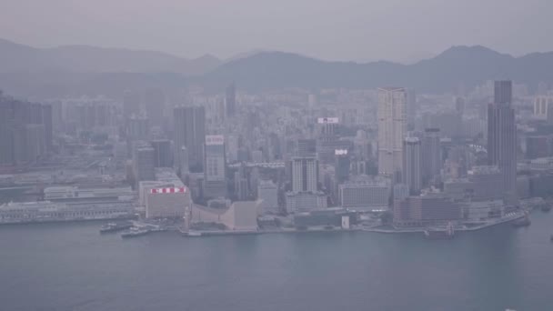 Kowloon Skyline Cityscape Hong Kong Aerial Drone View — Video