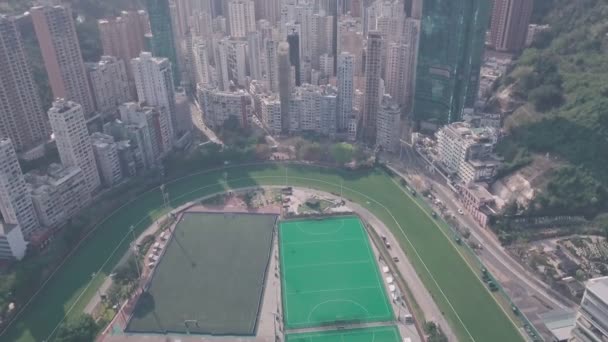 Hong Kong Jockey Club Racecourse Happy Valley Aerial Drone View — стокове відео