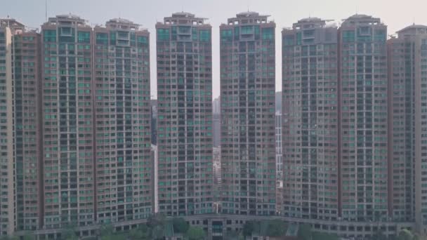 Residential Blocks Flats Skyscrapers Happy Valley Hong Kong Aerial Drone — Stockvideo