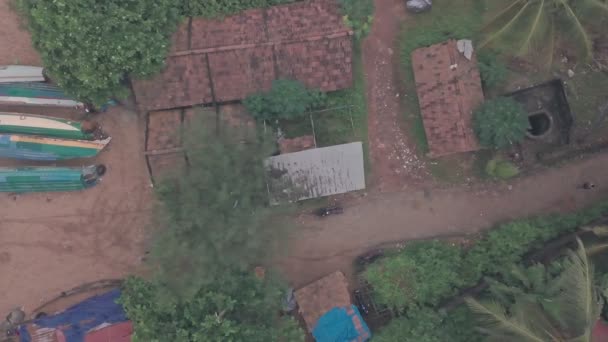 Traditional Fishing Village Varkala India Top Aerial Drone View — Vídeo de Stock