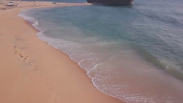 Old Shipwreck Beach Varkala Kerala India Aerial Drone Reveal — Stock Video