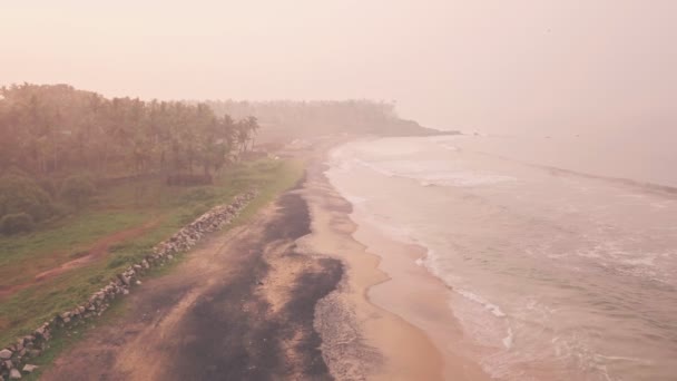 Sandy Beach Kerala India Static Aerial Drone View — Vídeo de Stock