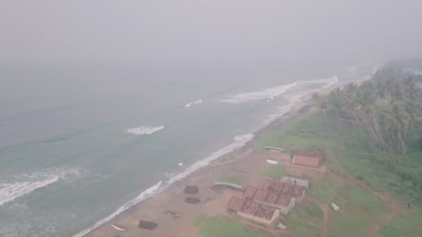 Fishing Boat Beach India Aerial Drone View — ストック動画