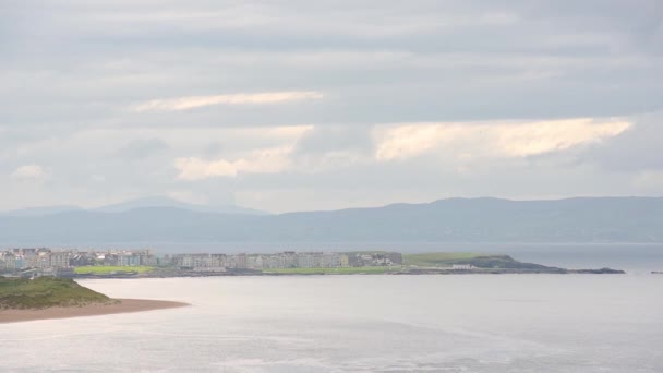Northern Coast County Antrim Northern Ireland Overlooking City Buildings Hotels — Video