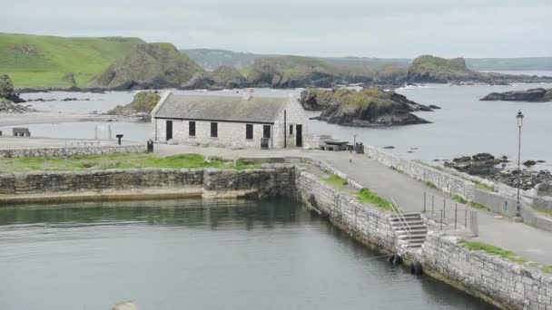 Ballintoy Harbour Antrim Coast Northern Ireland Beautiful Rock Formations Background — Stock Video