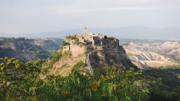 Panoramic Landscape View Civita Bagnoregio Hilltop Town Viterbo Italy — ストック動画