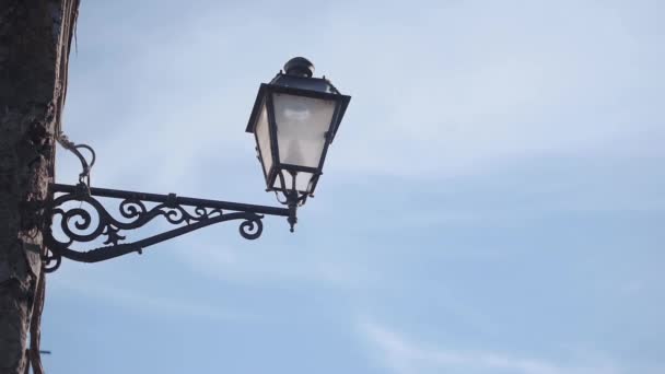 Traditional Decorated Old Street Lamp Building Wall Bracciano Town Italy — 图库视频影像