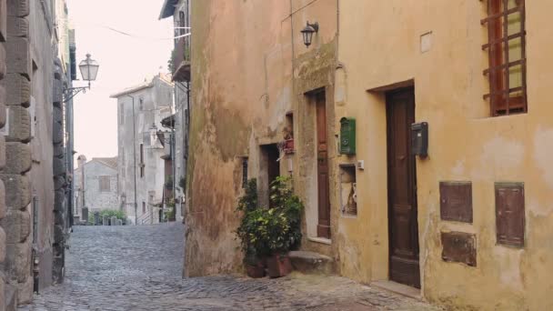 Historical Bracciano Town View Traditional Narrow Street Italy — 图库视频影像