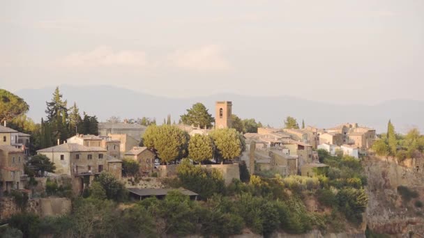 Italian Civita Bagnoregio Hilltop Town Viterbo Italy Sunny Evening — Vídeo de stock