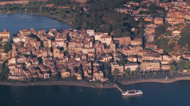 Bracciano Lake Town Rome Province Lazio Italy Повітряний Дрон — стокове відео