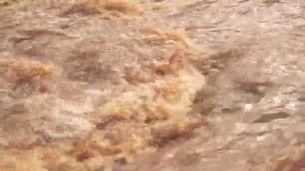 Muddy River Flowing Rocky Ground African Savannah Kenya — Stockvideo