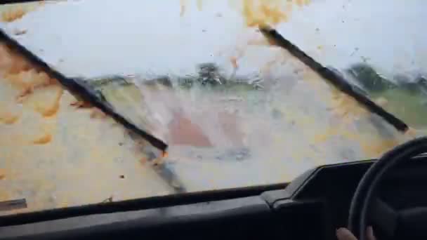 Pouring Rain Rainy Season Savanna Kenya Driving Safari Truck Vehicle — Stockvideo