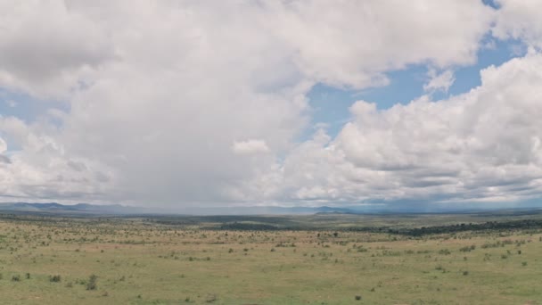 African Savanna Plains Landscape Laikipia Kenya Aerial Drone Right Left — Vídeo de Stock