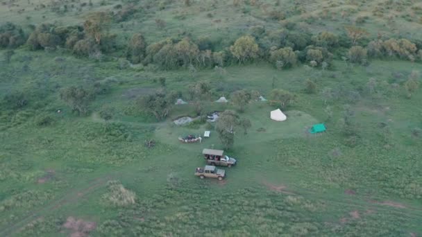 Luxury Safari Holiday Bush Camping Laikipia Kenya Africa Aerial Drone — Vídeo de Stock