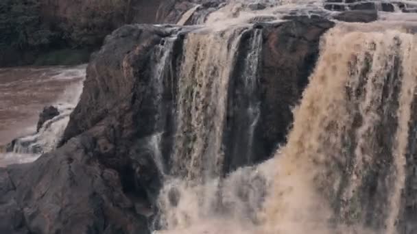 Waterfall River Laikipia Kenya Aerial Drone View Right Left Close — Stock videók