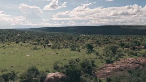 Wheel Drive Safari Vacation Adventure Laikipia Kenya Aerial Drone View — Video