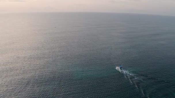 Deep Sea Fishing Motor Boat Sunrise Watamu Malindi Kenya Aerial — Stockvideo